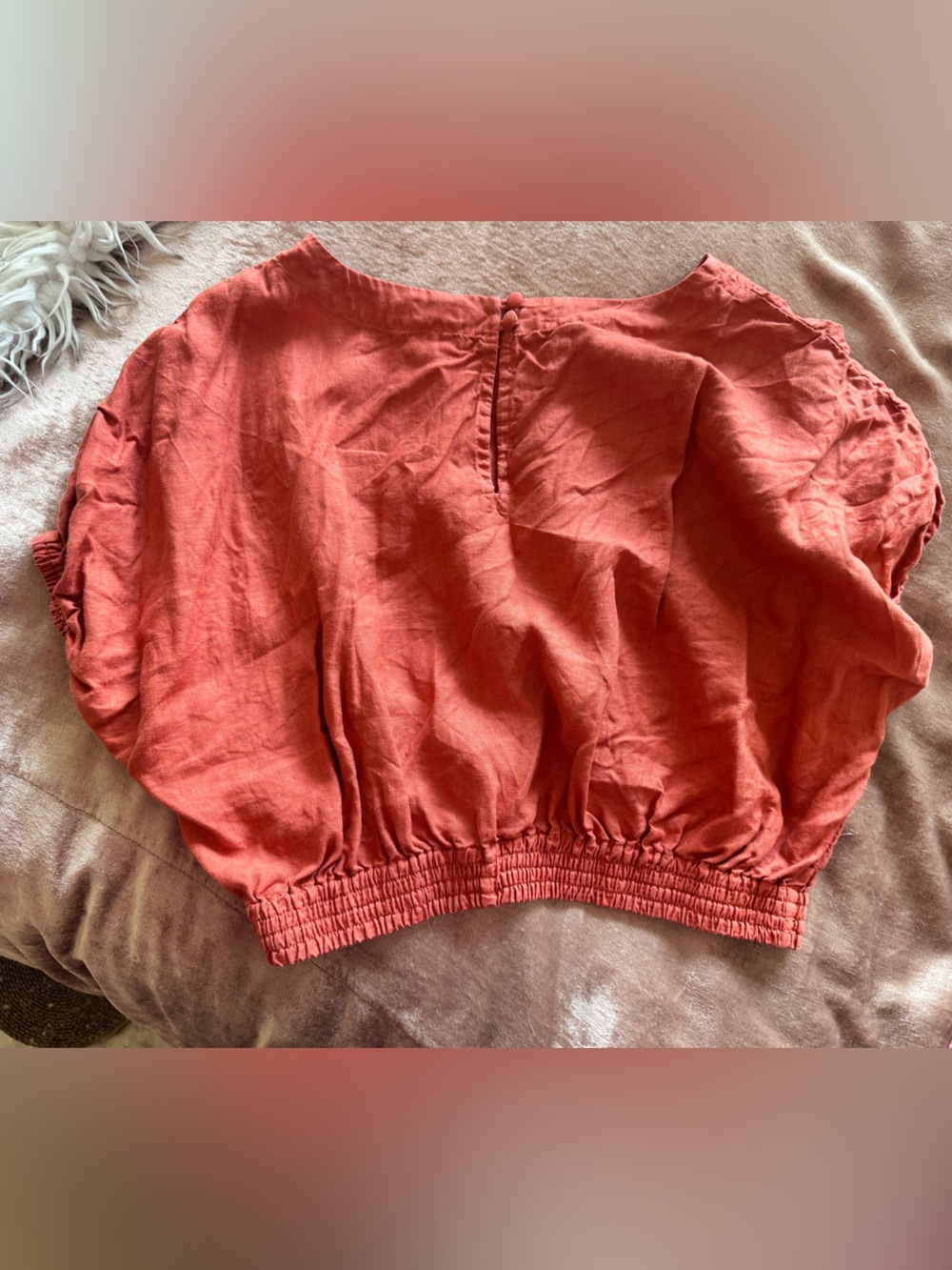 Faherty Cala Linen Crop Top in Burnt Orange - Picture 6 of 6